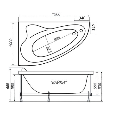 Triton Кайли 150*101 ванна акриловая асимметричная R