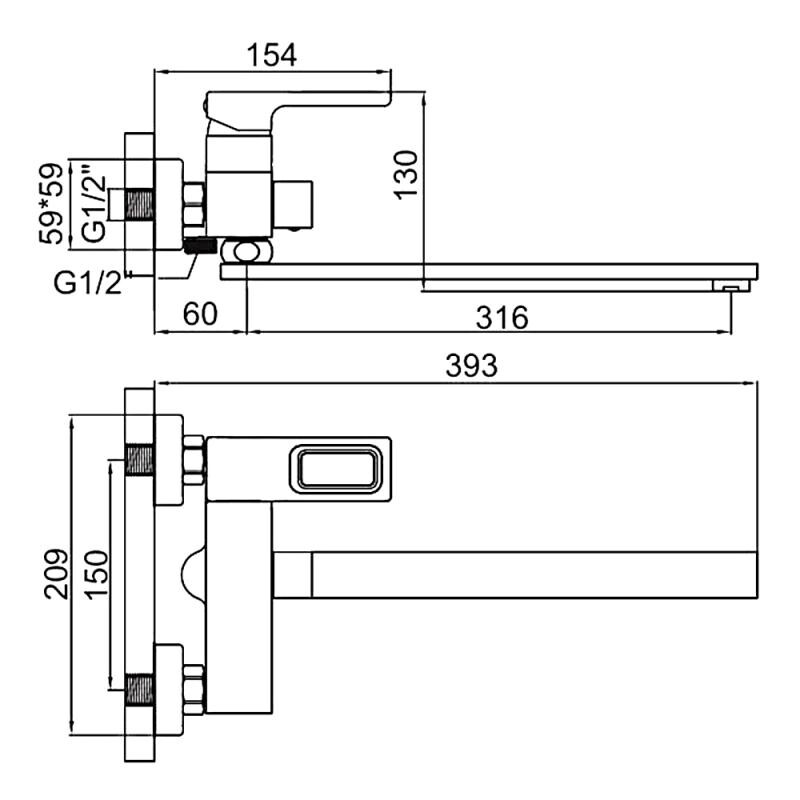 Смеситель для ванны GERHANS K27 K13127W