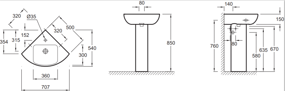 Jacob Delafon Odeon Up E4710-00 раковина угловая 50 см