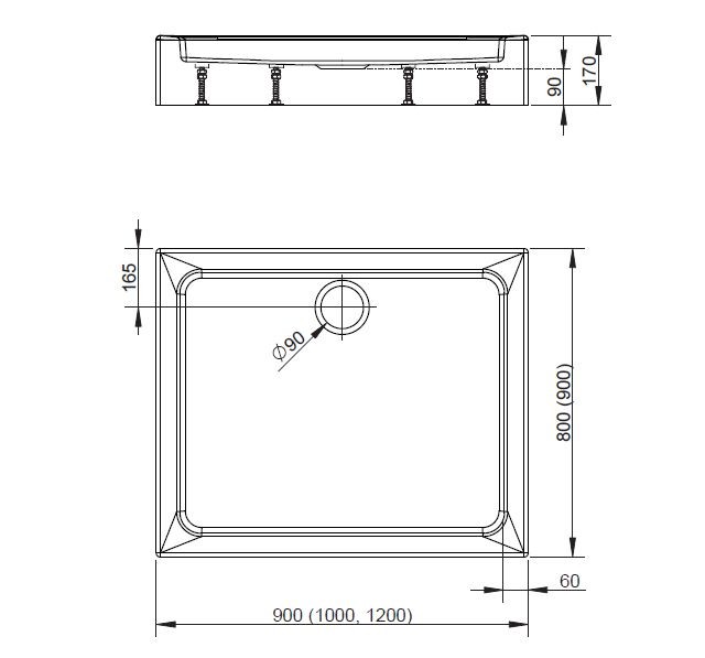 Radaway Laros D 100*80*17 душевой поддон акриловый SLD81017-01