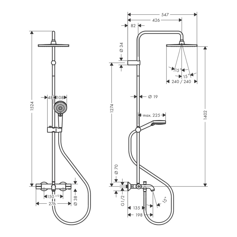 Hansgrohe Vernis Shape Душевая система черный матовый 26900670