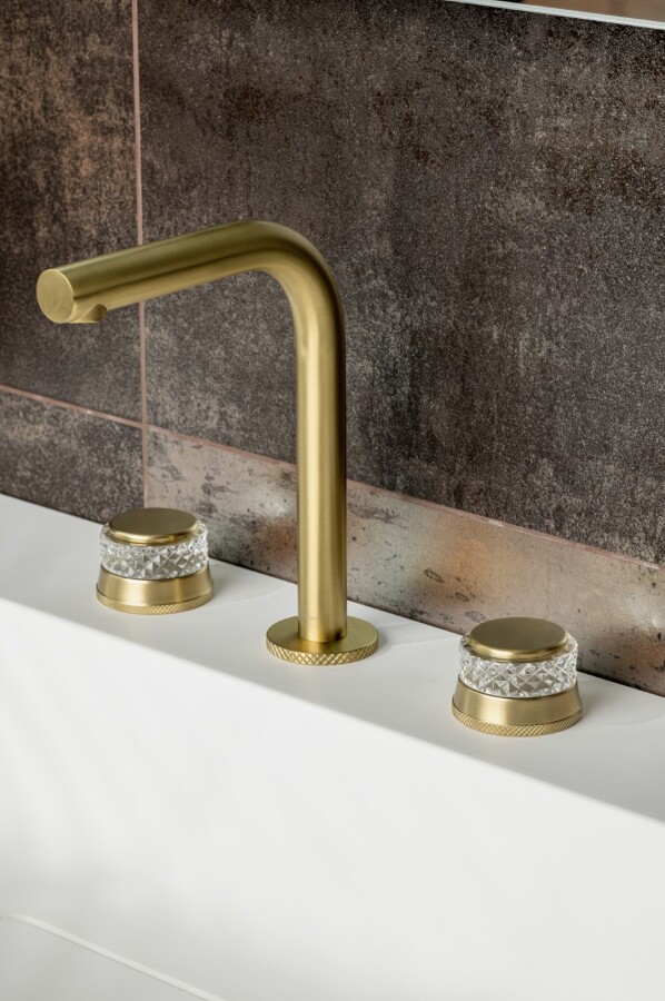 Смеситель для раковины Boheme Aura Mat Gold на 3 отв. 152-MG-A