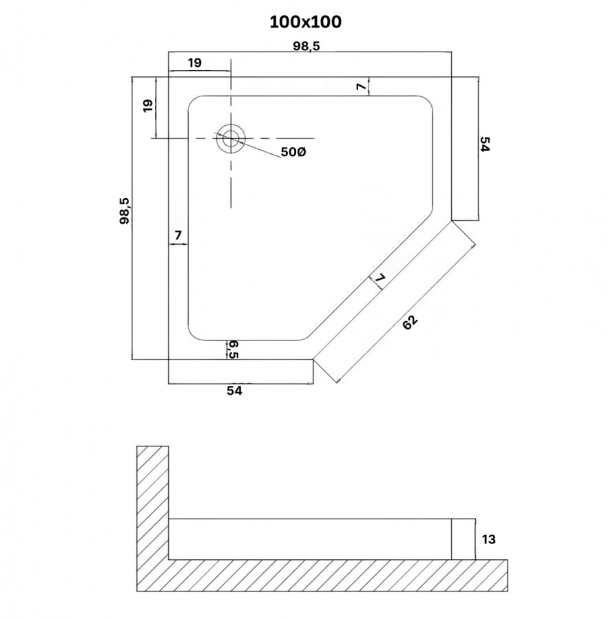 Душевой поддон 100x100 Niagara NG-P1010-14D