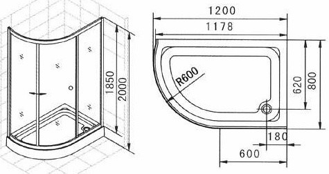 Appollo TS-647 душевое ограждение 120*80*200 L