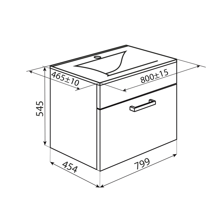 Iddis Mirro тумба 80 с раковиной MIR80W2i95K