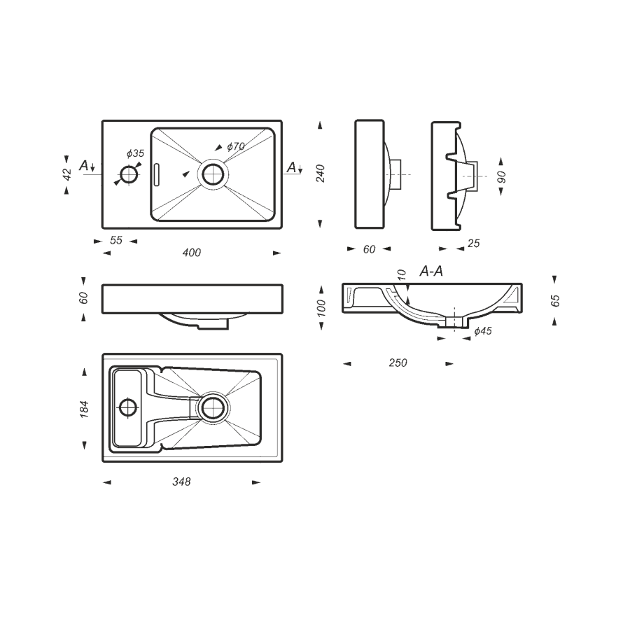 Mirsant Soho Quadro 40 тумба напольная правая (раковина Fest-40) УТ000082467+FST40SLWB01