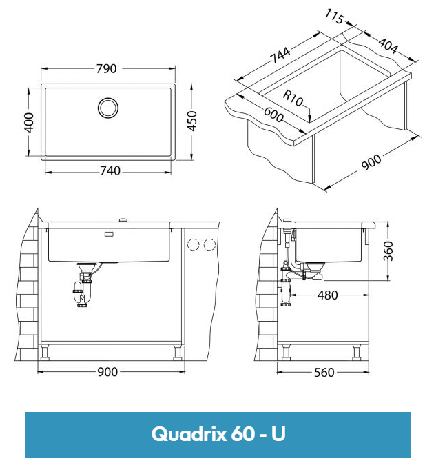 Alveus Quadrix 60 мойка кухонная 1092477