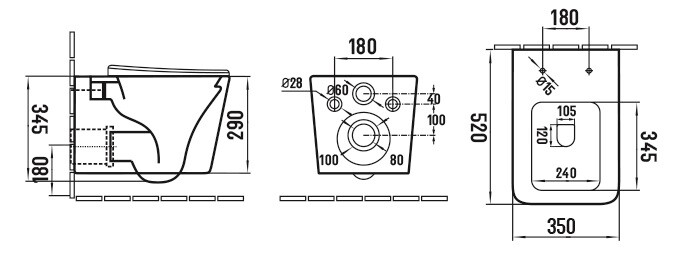 Унитаз подвесной с функцией биде Boheme Zen Черный матовый с крышкой, Торнадо 967-SET-2-B