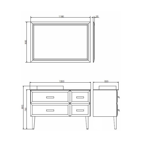 Зеркало Comforty "Империя-120" белый глянец 00004143506CF