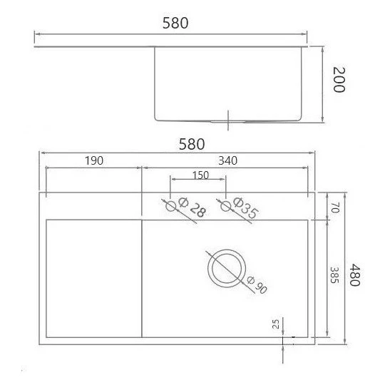 Мойка для кухни из нержавеющей стали Gerhans K35848B-R