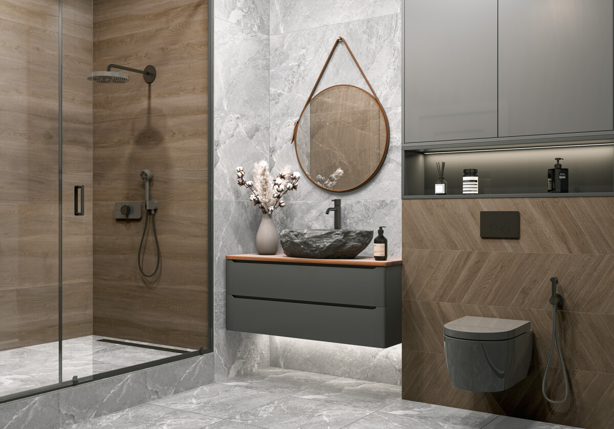 Delacora Walnut Chevron Dark Керамогранит 600 x 1200 x 9.5 D120249M