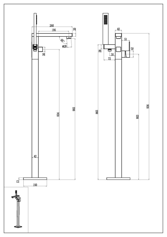 Смеситель напольный Boheme Qubic Brushed Bronze 479-BRB