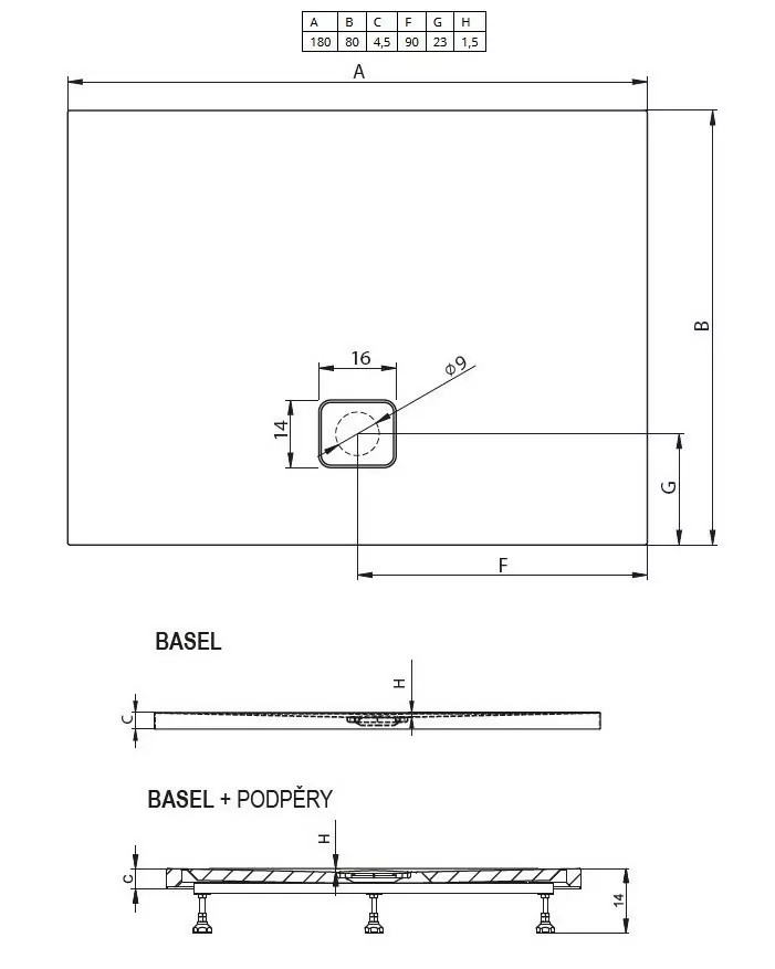 Riho Basel 424 душевой поддон акриловый 180х80 DC390050000000S