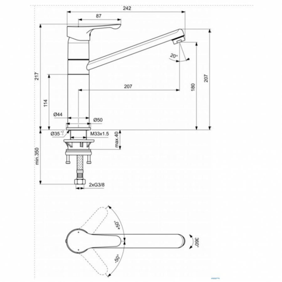 Ideal Standard Alpha смеситель для кухни BC813AA