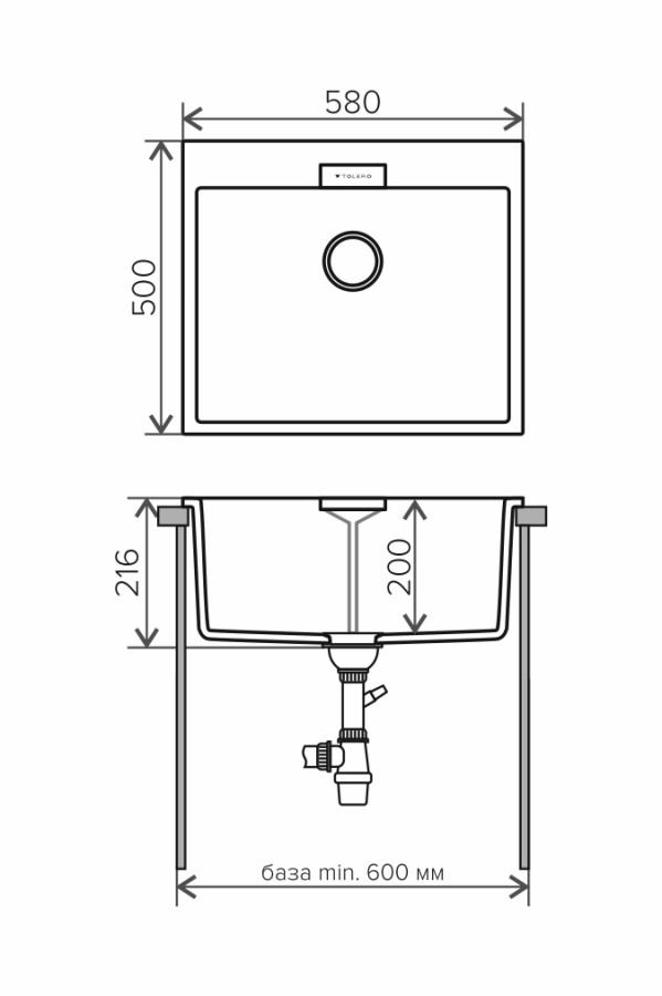 Tolero Loft TL-580 кухонная мойка коричневый 50 х 58 см