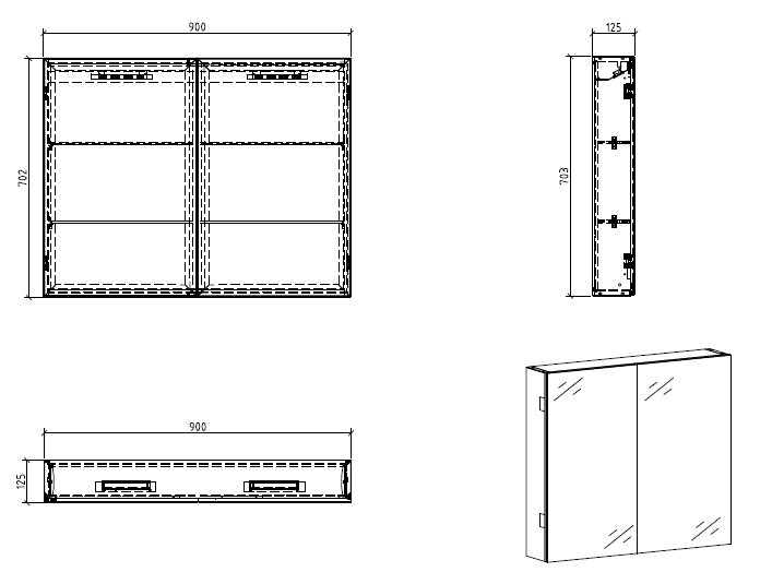 Зеркало-шкаф BelBagno SPC-2A-DL-BL-900 90*70,2
