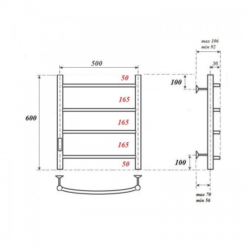 Point Афина полотенцесушитель электрический 50х60 PN04756