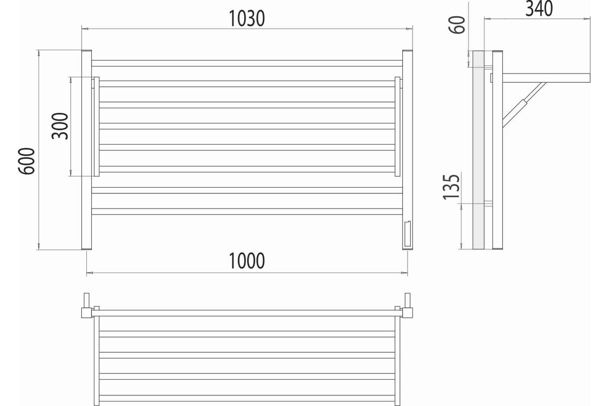 Полотенцесушитель электрический Terminus Горизонт КС Черный муар Sensor quick touch 1000x600 П8 4670078543325