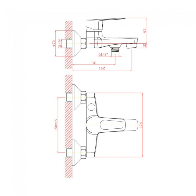 Mixxus Premium Haman 009 короткий смеситель для ванны