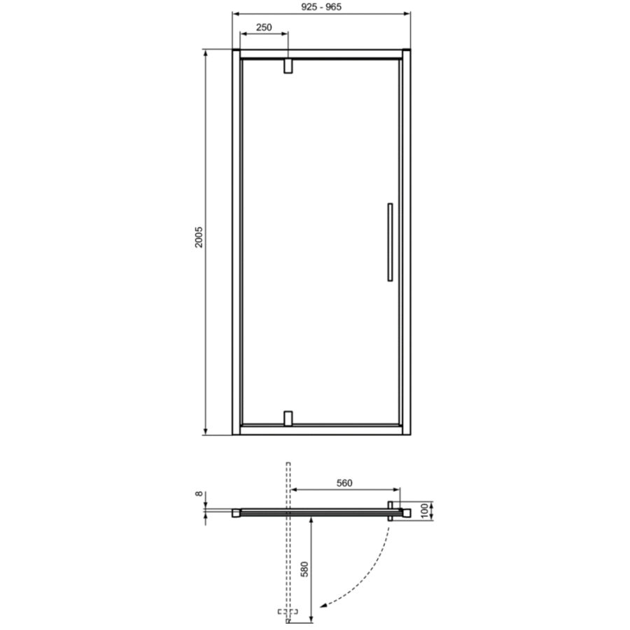 Ideal Standard I.Life душевая дверь 95 см T4840EO