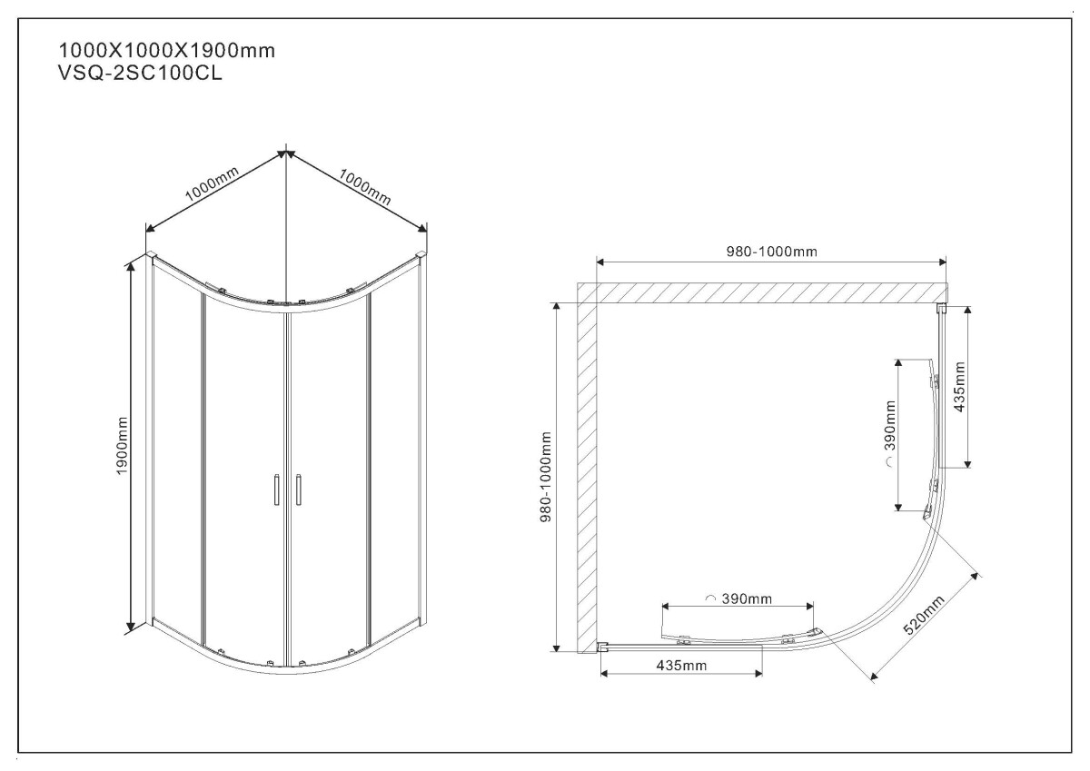 Vincea Scala душевой уголок VSQ-2SC100CL 100х100 хром, стекло прозрачное