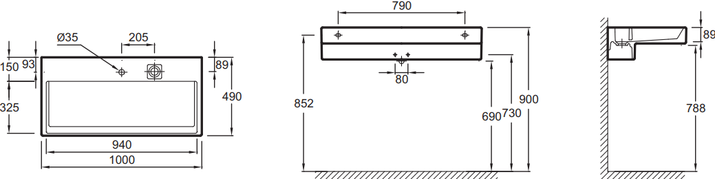 Jacob Delafon Terrace EXC112-00 раковина подвесная 100 см