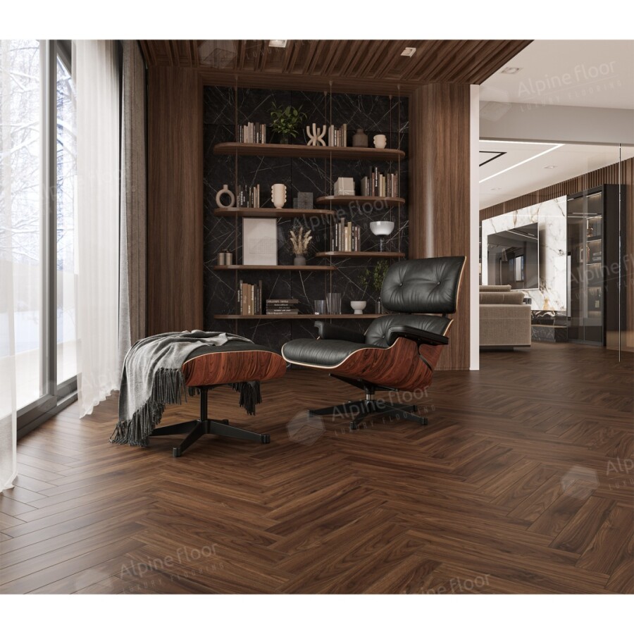 Ламинат Alpine Floor Herringbone 12, LF105-12A Орех Трентино 600 х 100 х 12 mm