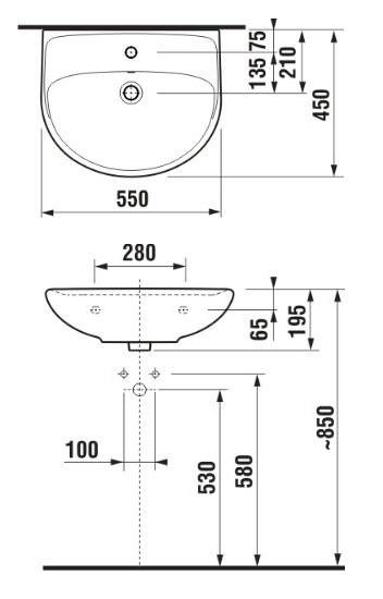 Jika Zeta 8103910001049 умывальник подвесной 55 см