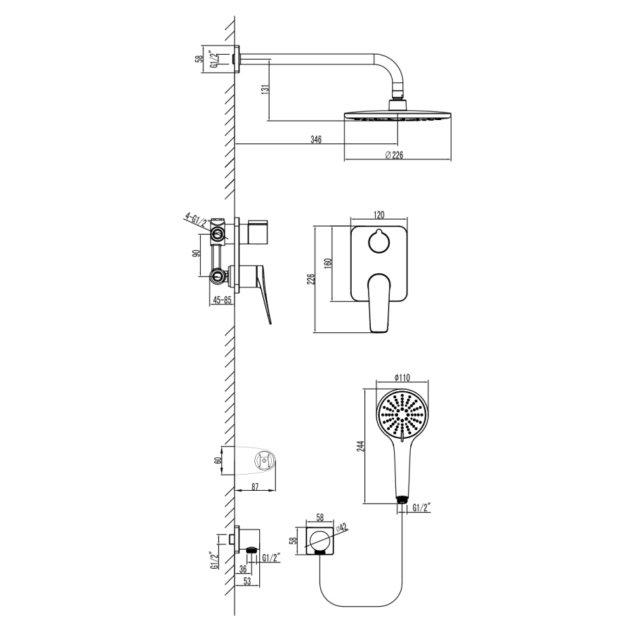 Lemark Bronx смеситель для душа LM3729GM