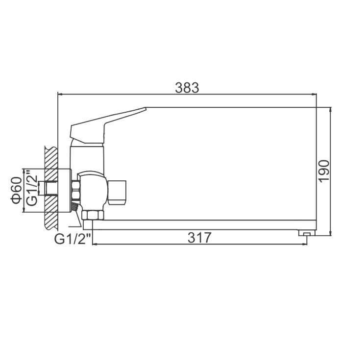 Смеситель для ванны Ledeme L2240 Хром