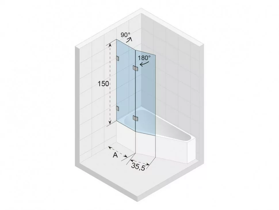Riho Scandic X500 шторка для ванны Geta170 R профиль хром GX00622C2