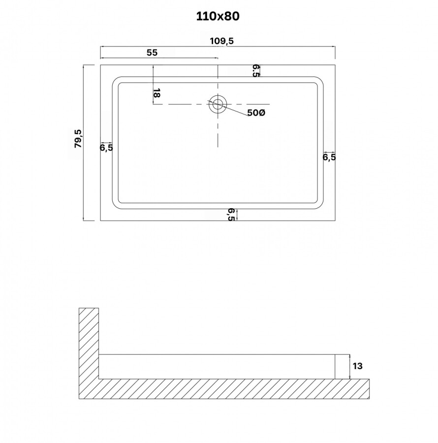 Душевой поддон 110x80 Niagara NG-P1180-14Q