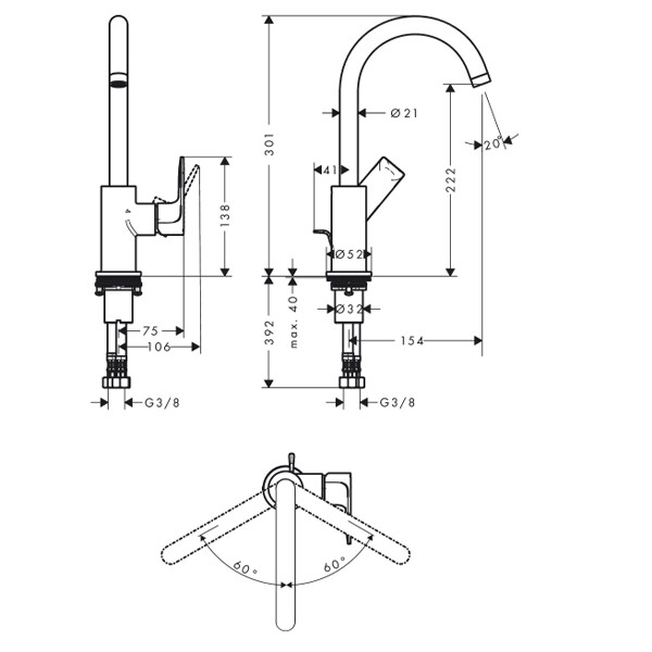 Hansgrohe Rebris смеситель для кухни 72576000