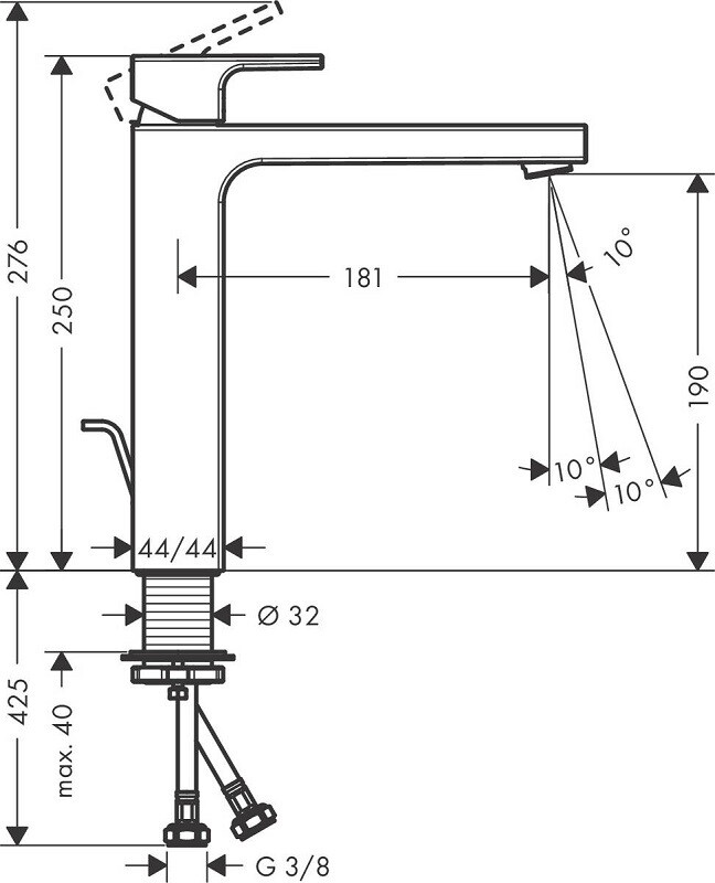 Hansgrohe Vernis Shape Смеситель для раковины 190 со сливным гарнитуром хром 71562000