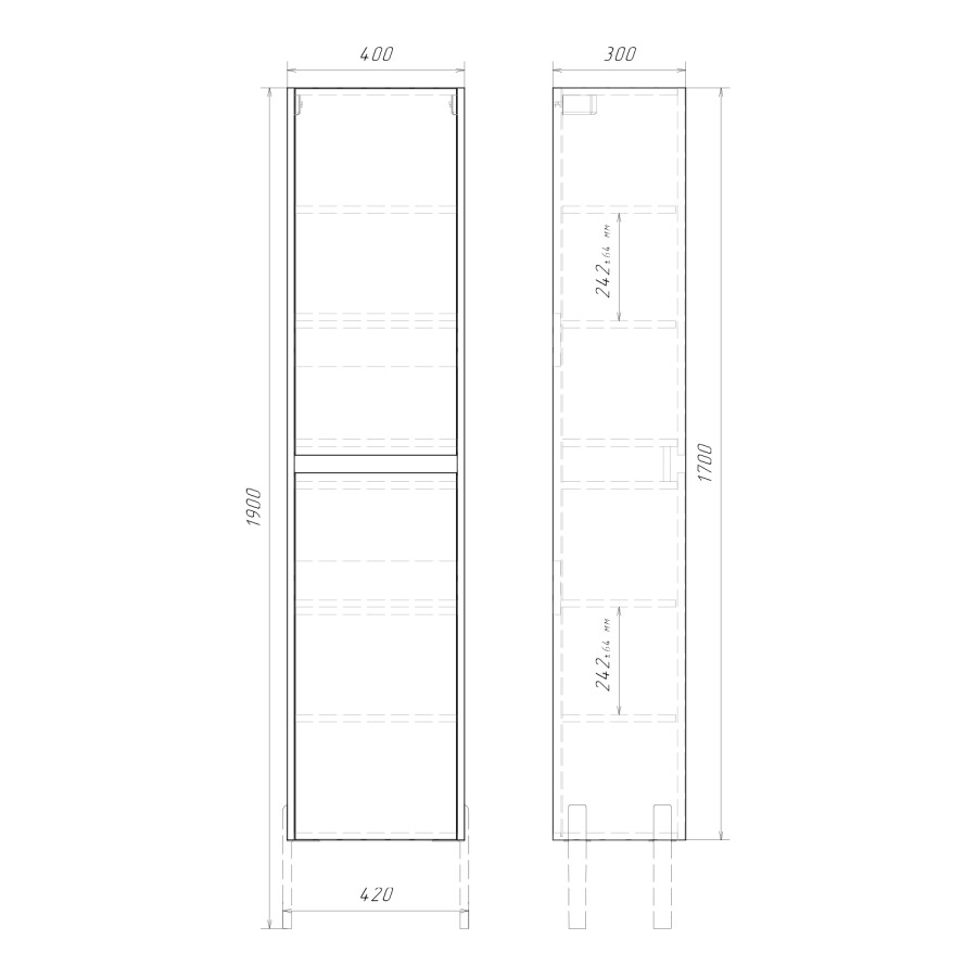 Подвесная шкаф-колонна для ванной комнаты Comforty Селенга-40 дуб тёмно-коричневый 00-00022861