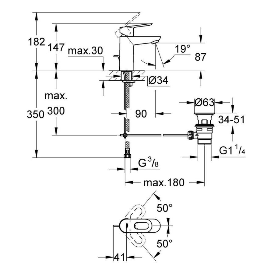 Grohe BauEdge 122271 набор смесителей для ванны