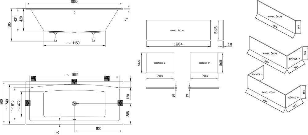 Ravak Formy 02 Slim 180*80 ванна акриловая прямоугольная C891300000