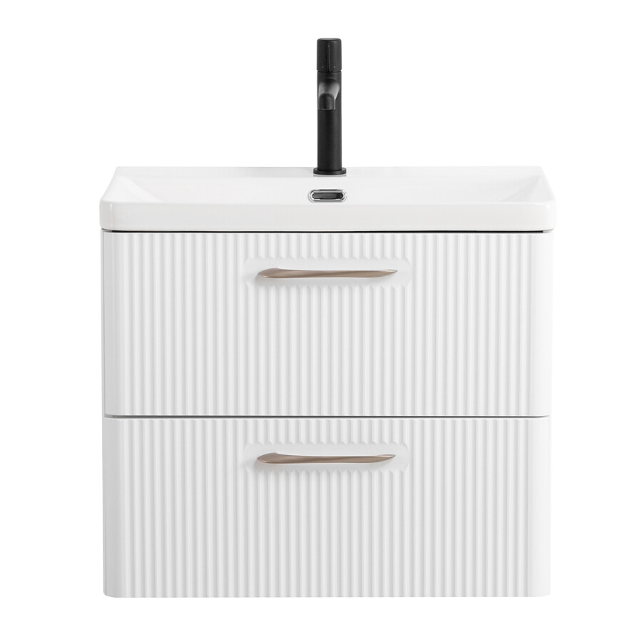 Подвесная тумба с раковиной Belbagno DUE 60 см. Bianco Lucido, DUE-600-2C-SO-BL-P BB-8076-3-60