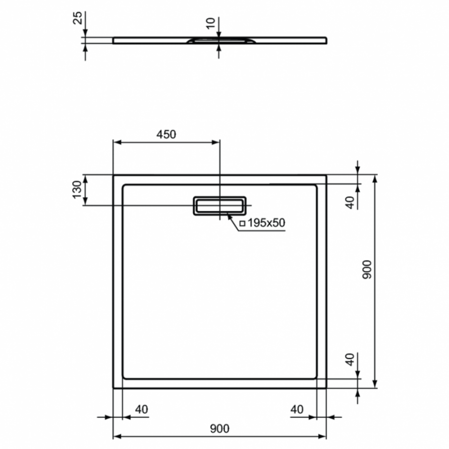 Ideal Standard Ultraflat New душевой поддон 90х90 T4467V1