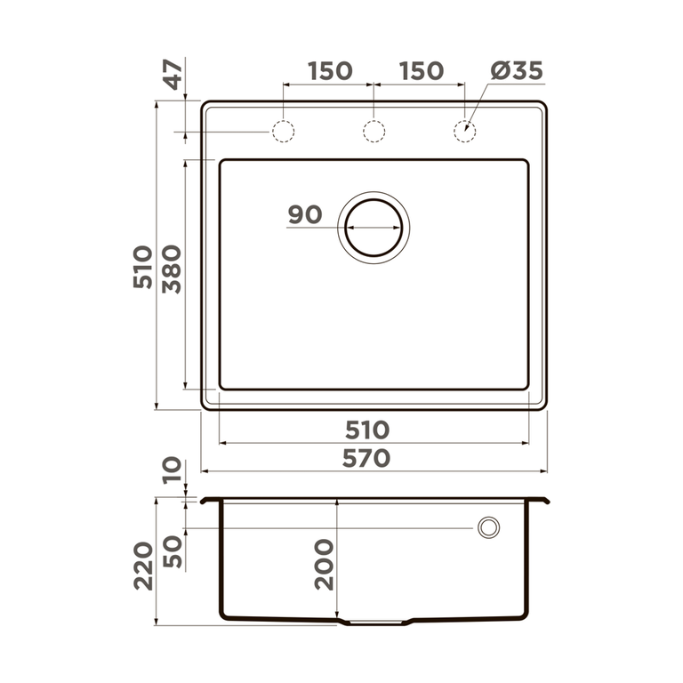 Omoikiri TEDORI 57 мойка кухонная серый 4993566