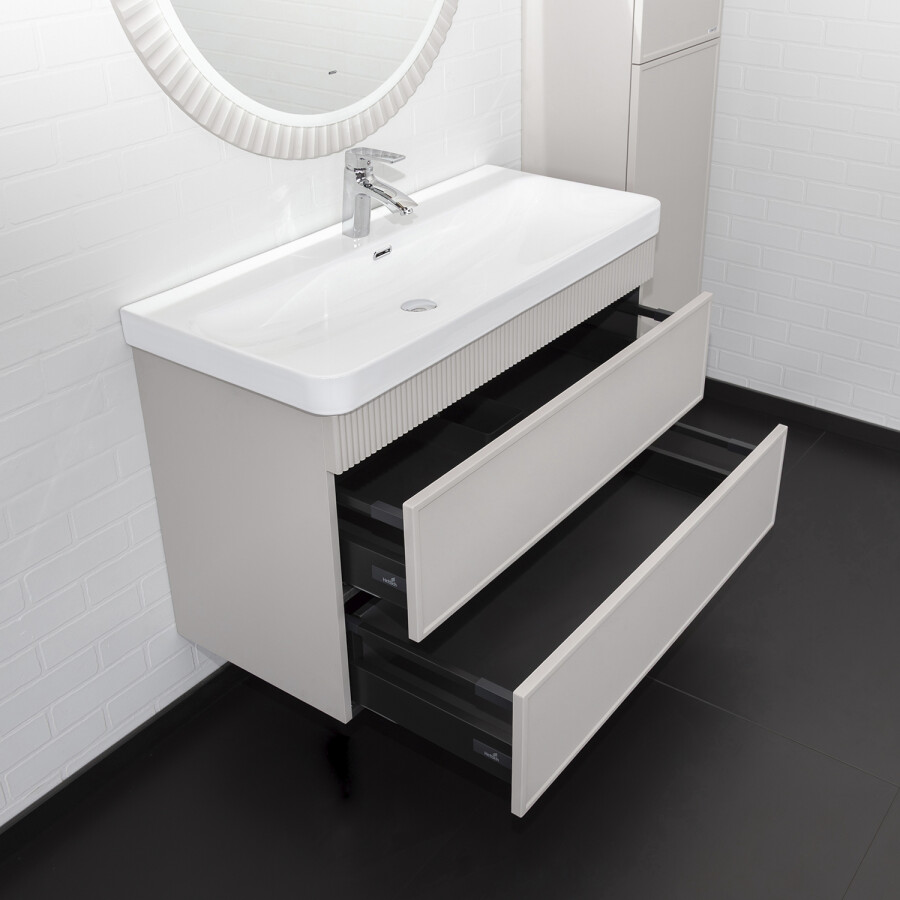 Тумба-умывальник Comforty Мадрид 100М2(Н) серый шёлк с раковиной CF19595BX-100 00-00021783