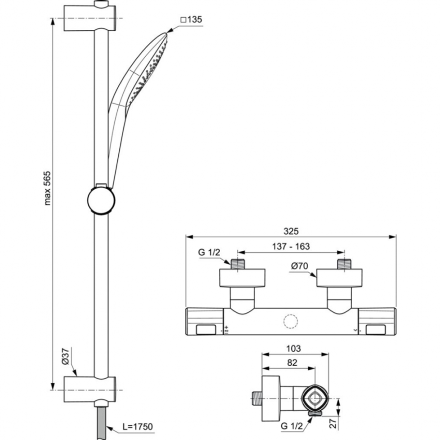 Ideal Standard термостатический смеситель для душа A7234AA