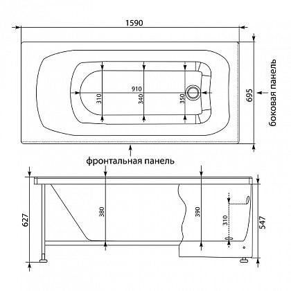 Aquanet Roma 160*70 ванна акриловая прямоугольная