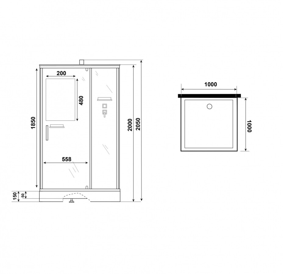 Niagara Standart Душевая кабина 100x100 Без крыши ST100/15Q/BK