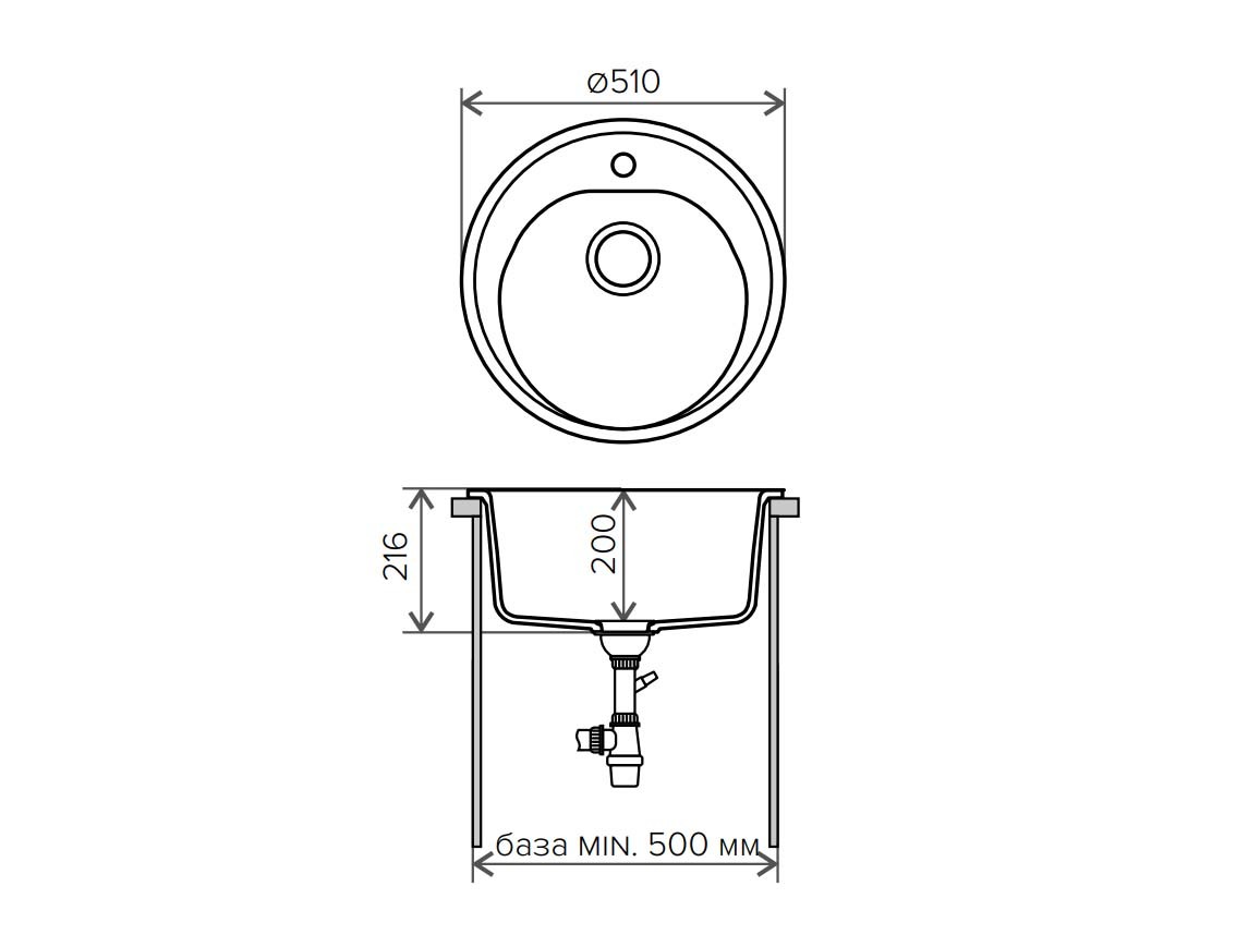 Polygran F 08 кухонная мойка бежевый 51 х 51 см