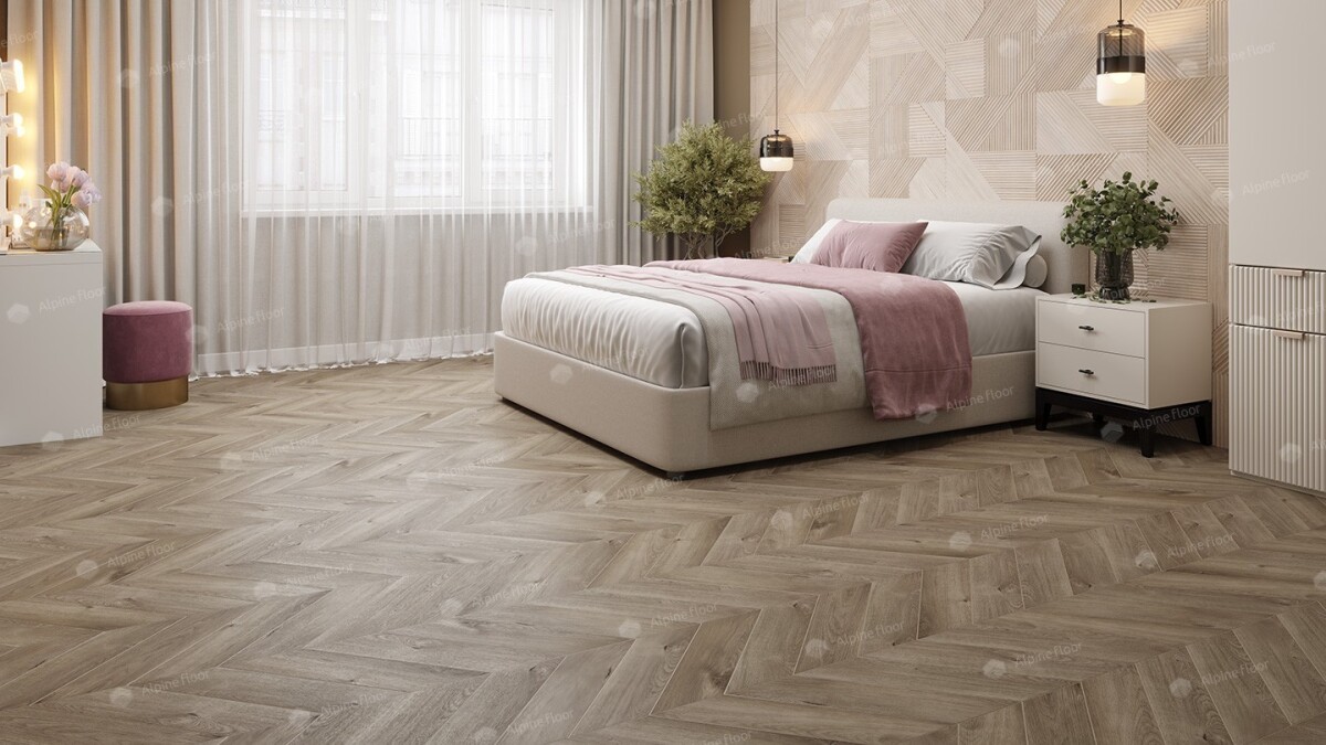 Alpine Floor Chevron Alpine SPC ламинат Дуб Натуральный Отбеленный ЕСО 18-3 600х127х5 mm