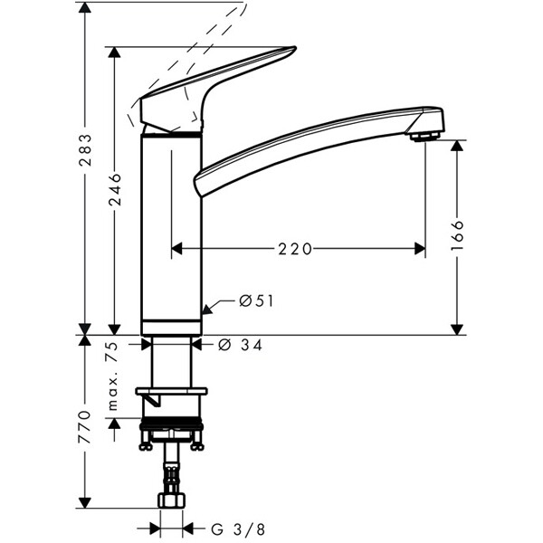 Hansgrohe Logis Смеситель для кухни 160 для установки перед окном 1jet хром 71833000