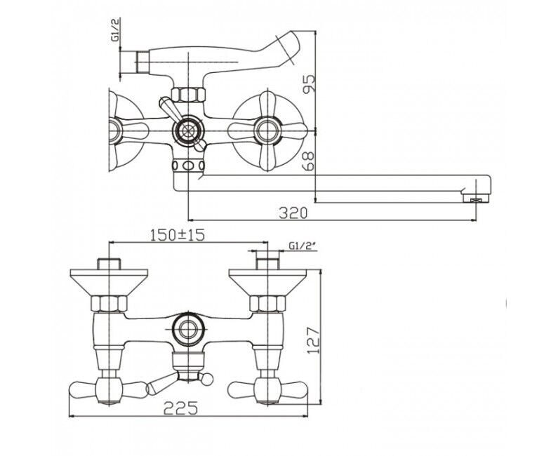 Смеситель для ванны EuroProduct Dominox 143 Euro Хром EP0005