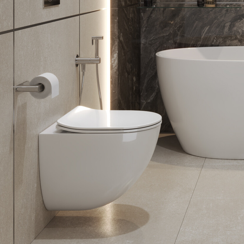 Унитаз подвесной безободковый со смывом TORNADO BelBagno AMANDA-TOR BB051CH-TOR-FC