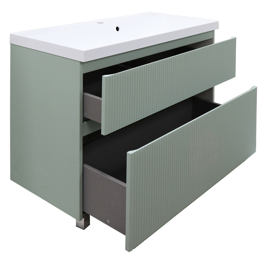 Комплект Тумба Azario Viola 100/2Н напольная ФИСТАШКОВЫЙ с раковиной Астория 100 CS00097145